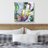 Abstracte muziekkunst collage - gemengde media #1 canvas afdruk (Insitu (Slaapkamer))
