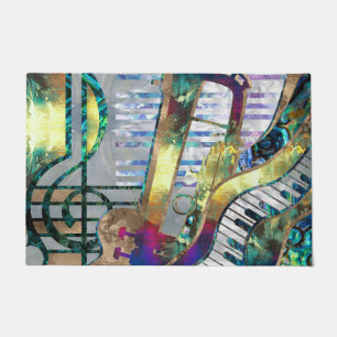 Abstracte muziekkunst collage - gemengde media #1 deurmat