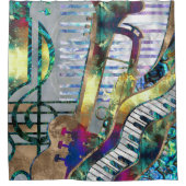 Abstracte muziekkunst collage - gemengde media #1 douchegordijn (Voorkant)