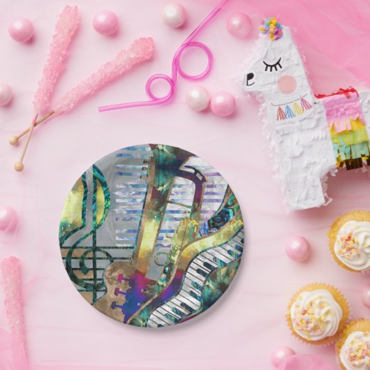 Abstracte muziekkunst collage - gemengde media #1 papieren bordje (Feest)