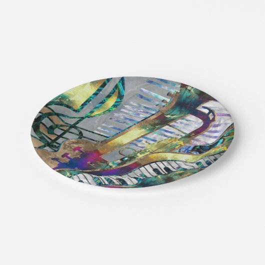 Abstracte muziekkunst collage - gemengde media #1 papieren bordje (Gekanteld)