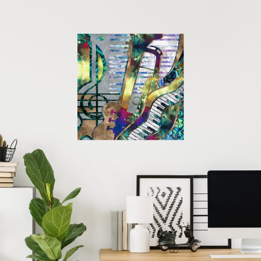 Abstracte muziekkunst collage - gemengde media #1 poster (Thuiskantoor)