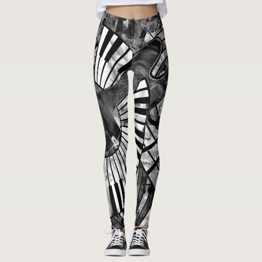 Abstracte muziekkunst - Grijsverblindende texturen Leggings (Voorkant)