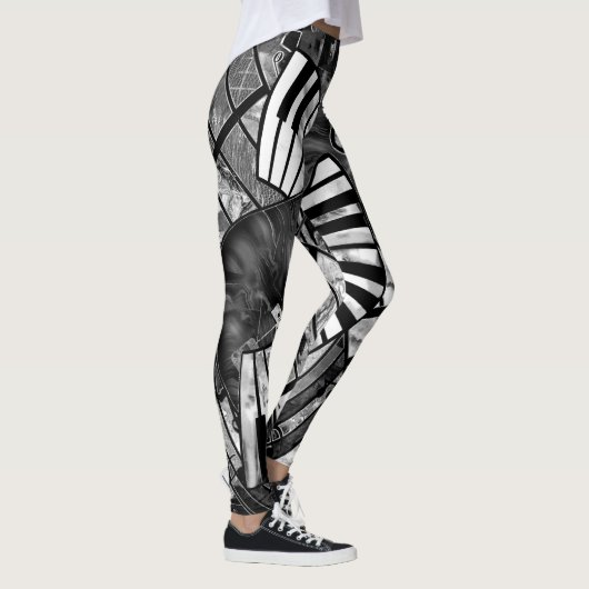 Abstracte muziekkunst - Grijsverblindende texturen Leggings (Rechts)