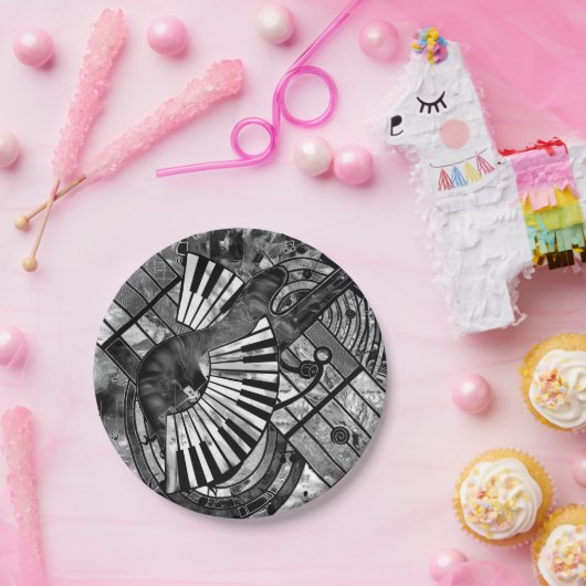 Abstracte muziekkunst - Grijsverblindende texturen Papieren Bordje (Feest)