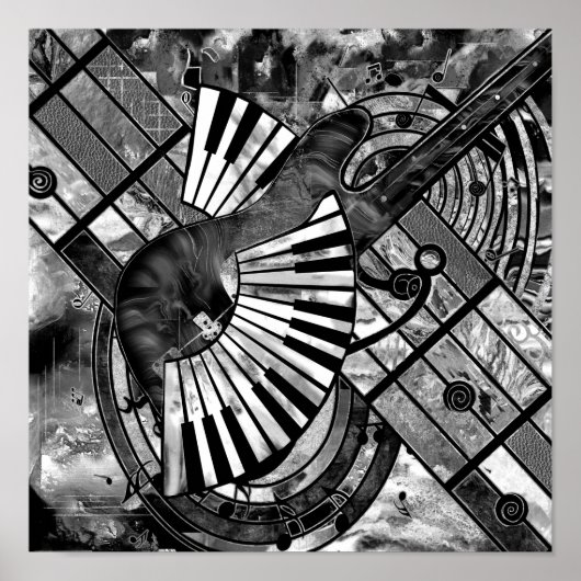 Abstracte muziekkunst - Grijsverblindende texturen Poster (Voorkant)