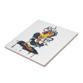 Abstracte muziekluidspreker die vinyl speelt tegeltje (Zijkant)