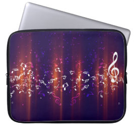 Abstracte Muzieknoten Achtergrondlaptophoes Laptop Sleeve