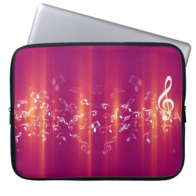 Abstracte Muzieknoten Achtergrondlaptophoes Laptop Sleeve (Voorkant)