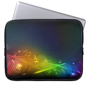 Abstracte Muzieknoten Achtergrondlaptophoes Laptop Sleeve