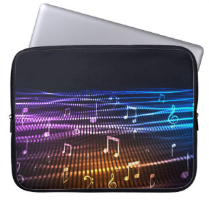 Abstracte Muzieknoten Achtergrondlaptophoes Laptop Sleeve