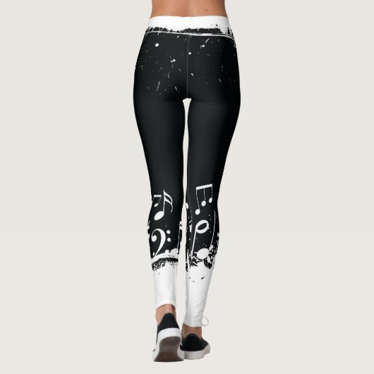 abstracte muzieknoten leggings (Achterkant)
