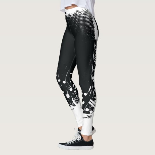 abstracte muzieknoten leggings (Links)