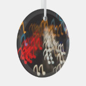 Abstracte muzieknoten: Lichten Bokeh achtergrond Glas Ornament (Voorkant Rechts)