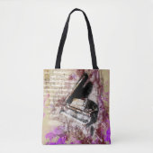 Abstracte muziekpiano Design Paarse Canvas tas (Voorkant)