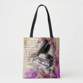 Abstracte muziekpiano Design Paarse Canvas tas