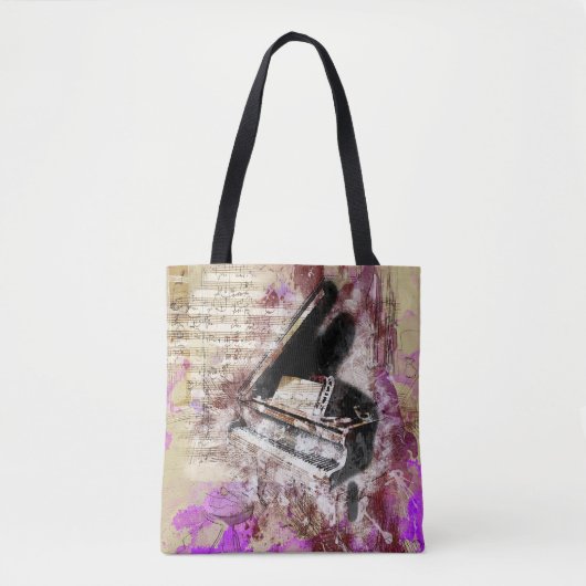 Abstracte muziekpiano Design Paarse Canvas tas (Voorkant)