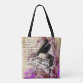 Abstracte muziekpiano Design Paarse Canvas tas (Achterkant)
