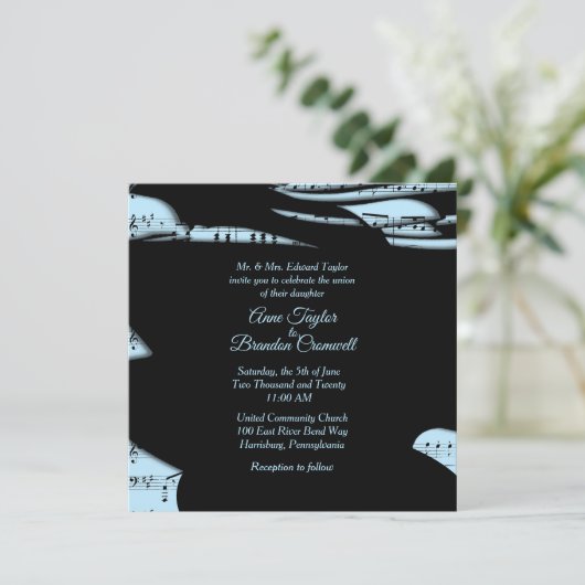 Abstracte muziekthema Weddenschap Blue Kaart (Staand voorkant)