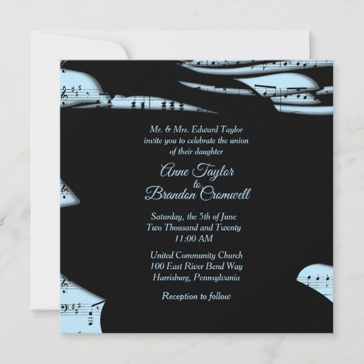 Abstracte muziekthema Weddenschap Blue Kaart (Voorkant)
