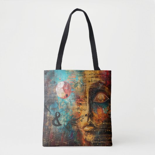 Abstracte muzikale partituur digitale kunst tote bag (Voorkant)