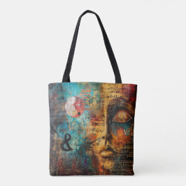 Abstracte muzikale partituur digitale kunst tote bag