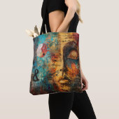 Abstracte muzikale partituur digitale kunst tote bag (Dichtbij)