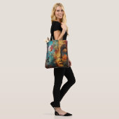 Abstracte muzikale partituur digitale kunst tote bag (Op model)