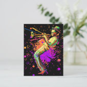 Abstracte muzikant die trompet speelt briefkaart (Staand voorkant)