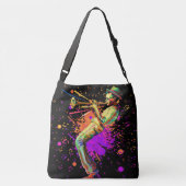 Abstracte muzikant die trompet speelt crossbody tas (Achterkant)