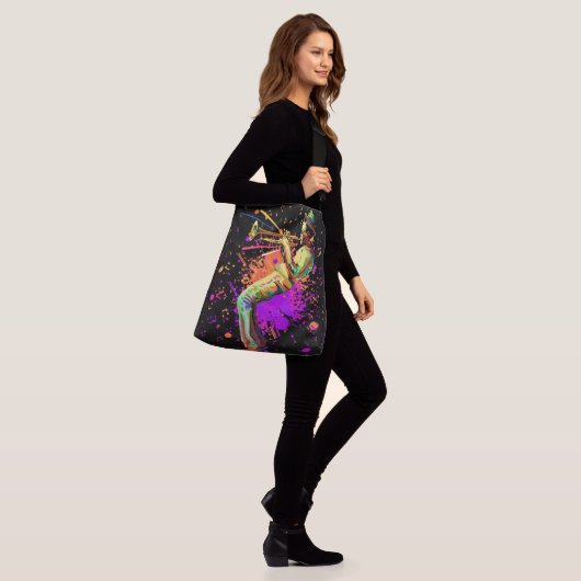 Abstracte muzikant die trompet speelt crossbody tas (Op model)