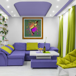 Abstracte muzikant die trompet speelt poster