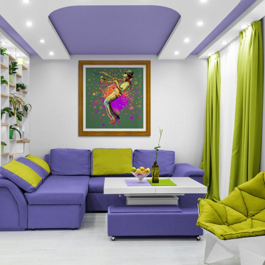 Abstracte muzikant die trompet speelt poster