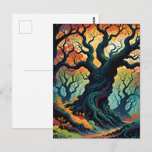 Abstracte mystieke bomen briefkaart (Voorkant / Achterkant)