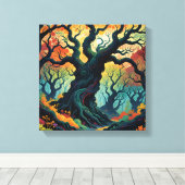 Abstracte mystieke bomen canvas afdruk (Insitu (Houten vloer))