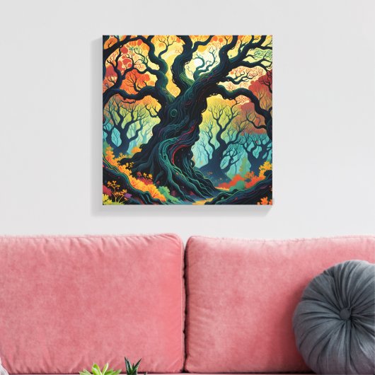 Abstracte mystieke bomen canvas afdruk (Insitu (Woonkamer))