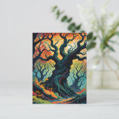 Abstracte mystieke bomen feestdagenkaart (Staand voorkant)