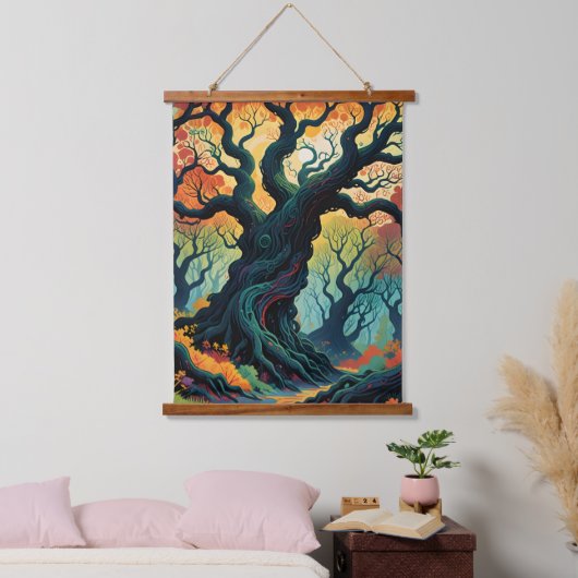 Abstracte mystieke bomen hangend wandkleed (Slaapkamer)