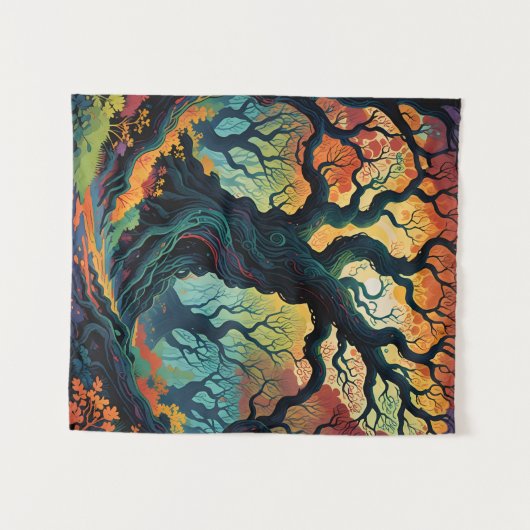 Abstracte mystieke bomen wandkleed (Voorkant (horizontaal))