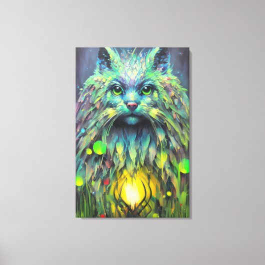Abstracte mystieke kat fantasy kunst canvas afdruk (Voorkant)