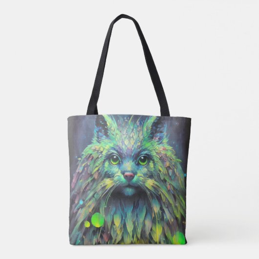 Abstracte mystieke kat fantasy kunst tote bag (Achterkant)