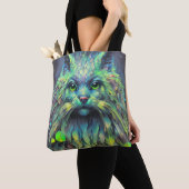 Abstracte mystieke kat fantasy kunst tote bag (Dichtbij)