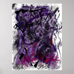 Abstracte Mystieke Paarse Kwaststreken Muurkunst Poster