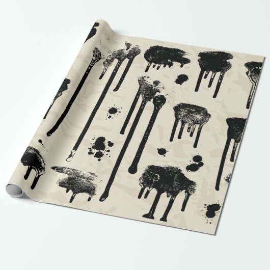 Abstracte naadloos patroon inktsplatters cadeaupapier (Uitgerold)