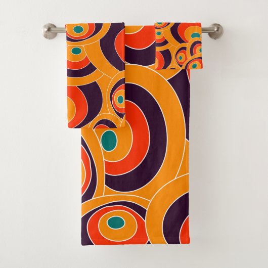 Abstracte Naadloze Kleur Ovalen Badhanddoek Set Bad Handdoek (Insitu)
