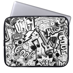 Abstracte naadloze zwarte en witte strips laptop sleeve