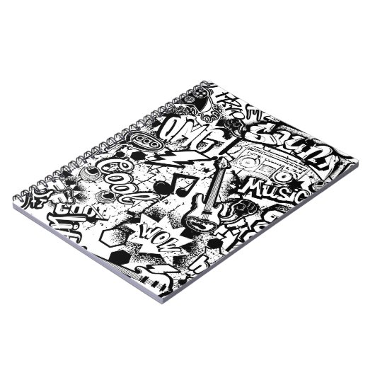 Abstracte naadloze zwarte en witte strips notitieboek (Linkerzijde)