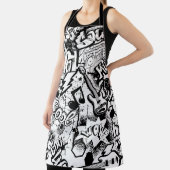 Abstracte naadloze zwarte en witte strips schort (Insitu)