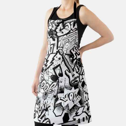 Abstracte naadloze zwarte en witte strips schort (Insitu)