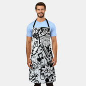 Abstracte naadloze zwarte en witte strips schort (Gedragen)